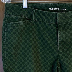 Old Navy Green Dots Pixie Cotton Ankle Pant - Women's Sz 8